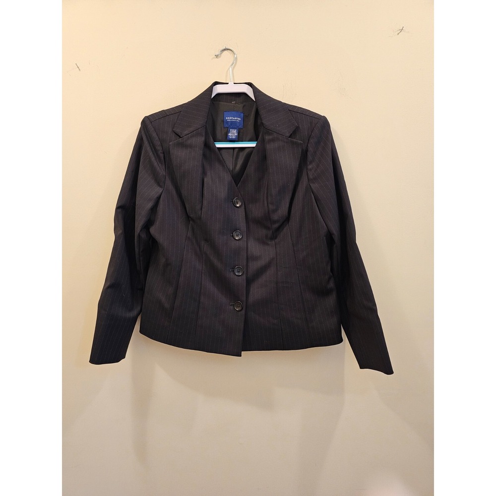 Doncaster Collection Blazer 16P Black Pinstripe Button Front Professional NWT